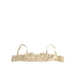 Dolce & Gabbana Cream Satin Blend Balconette Bra Underwear with adjustable straps and underwire support, crafted in premium Italian satin.