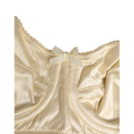 Dolce & Gabbana Cream Satin Blend Balconette Bra Underwear with elegant detailing and premium satin finish, close-up view.