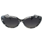 Dolce & Gabbana DG4194 Gray Acetate Logo Plaque Cat Eye Lens Sunglasses for women with grey lenses and UV protection.