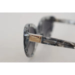 Dolce & Gabbana DG4194 Gray Acetate Logo Plaque Cat Eye Lens Sunglasses with grey polycarbonate lenses and logo detail on arms.