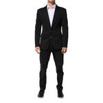 Dolce & Gabbana Dark Blue Cotton Men Jacket Coat Blazer Suit, elegant slim fit, single-breasted, perfect for formal occasions.