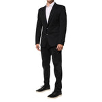 Dolce & Gabbana Dark Blue Cotton Men Jacket Coat Blazer Suit, single-breasted, slim fit, formal wear