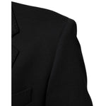 Close-up of Dolce & Gabbana Dark Blue Cotton Men Jacket Coat Blazer Suit highlighting fabric texture and design details.