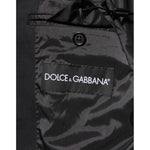 Inner label of Dolce & Gabbana Dark Blue Cotton Men Jacket Coat Blazer Suit showing black satin lining and brand logo.