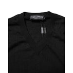 Dolce & Gabbana Dark Gray Embroidered Logo Pullover Sweater