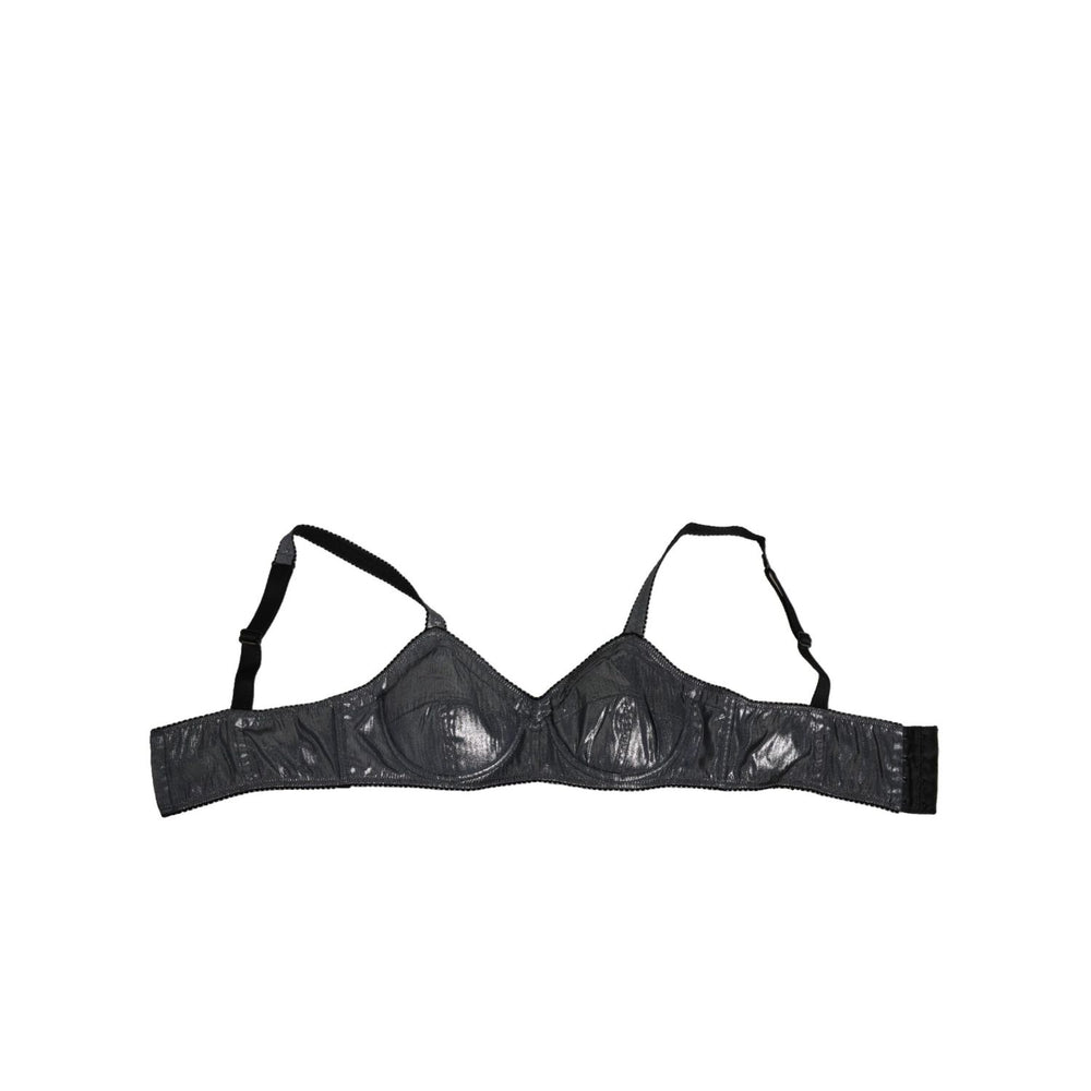 Dolce & Gabbana Dark Gray Silk Stretch Balconcino Bra Underwear