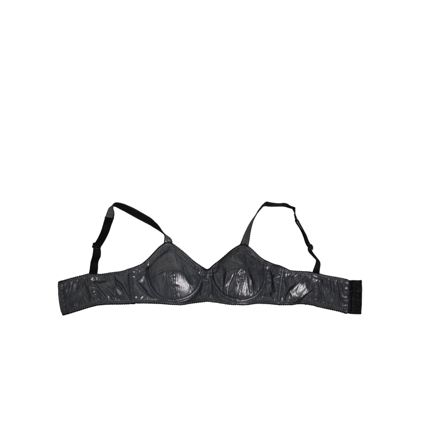 Dolce & Gabbana Dark Gray Silk Stretch Balconcino Bra Underwear