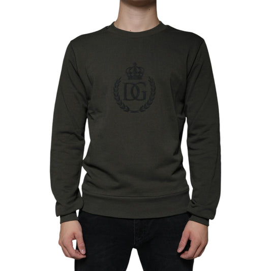 Dolce & Gabbana Army Green DG Crown Crew Neck Pullover Sweater Dolce & Gabbana Dark Slate Gray