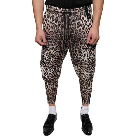 Dolce & Gabbana Brown Leopard Polyester Jogger Pants Dolce & Gabbana Dark Slate Gray