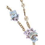 Dolce & Gabbana Gold Chain Brass Floral Layered Crystal Pearl Necklace SMY10355