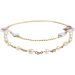 Dolce & Gabbana Gold Chain Brass Floral Layered Crystal Pearl Necklace SMY10355