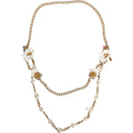Dolce & Gabbana Gold Chain Brass Floral Layered Crystal Pearl Necklace SMY10355