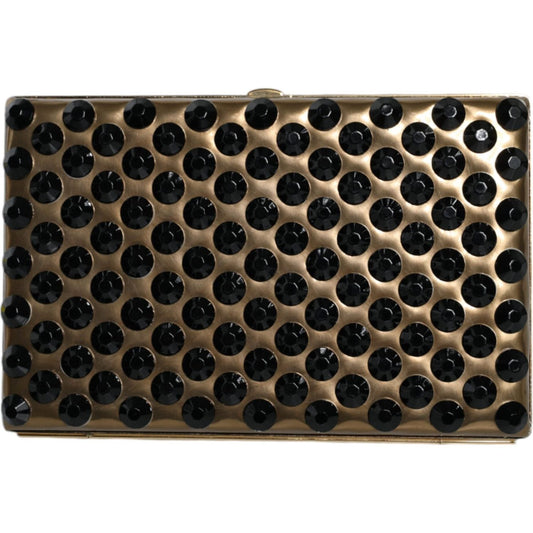 Dolce & Gabbana Gold Crystal Bifold Clutch Evening Party Women Purse Bag BAG1534