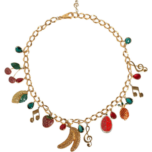 Dolce & Gabbana Gold Tone Brass Fruity Crystal Embellished Waist Chain Belt SMY10409-M