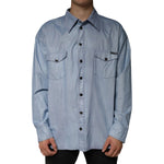 Dolce & Gabbana Light Blue Cotton Button Down Casual Shirt TSH7926-39