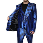 Dolce & Gabbana Metallic Blue Stripes Formal 3 Piece Suit Dolce & Gabbana Dark Slate Gray