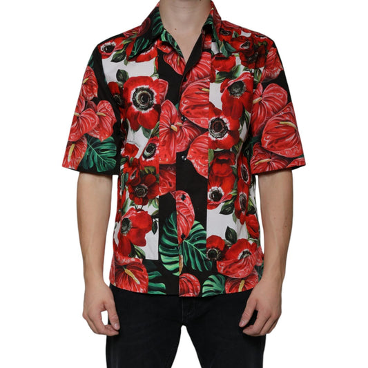 Dolce & Gabbana Multicolor Anemone Button Down Casual Shirt Dolce & Gabbana Dark Slate Gray