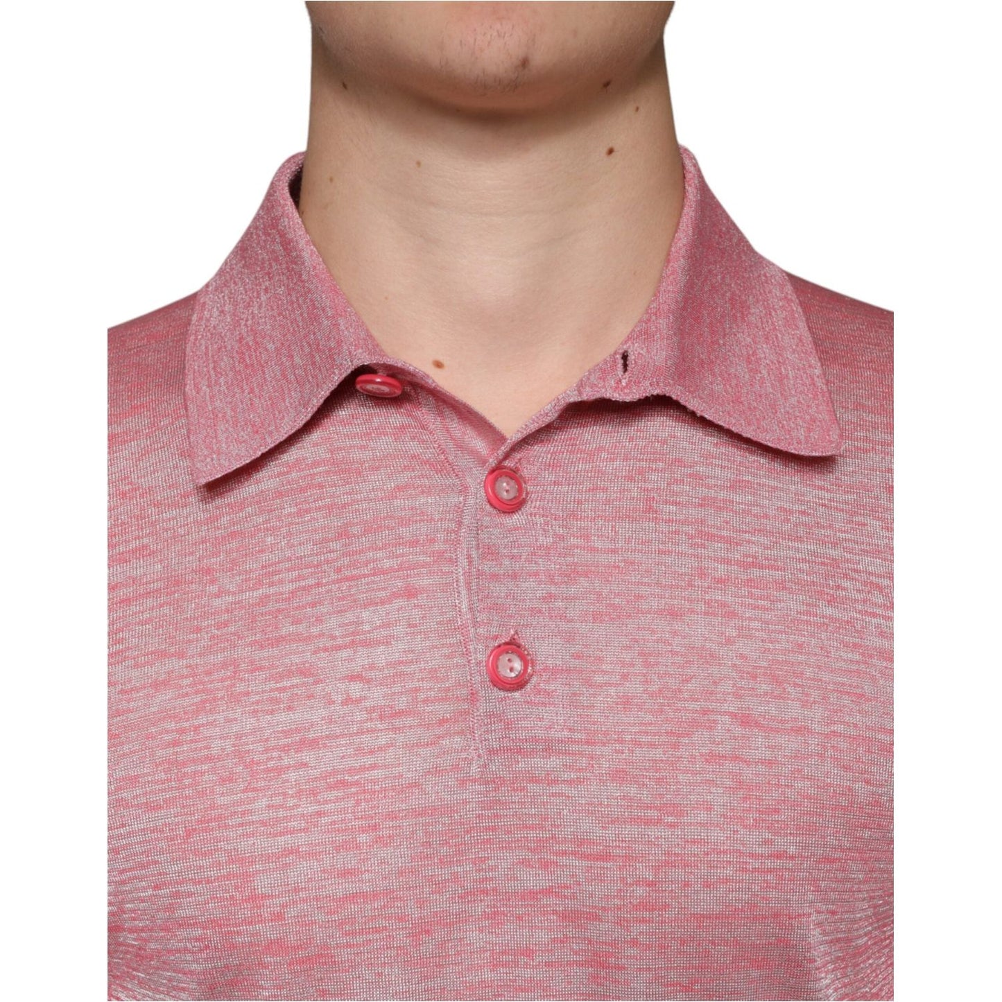 Dolce & Gabbana Pink Polyester Long Sleeve Men Polo T-shirt TSH86276-44