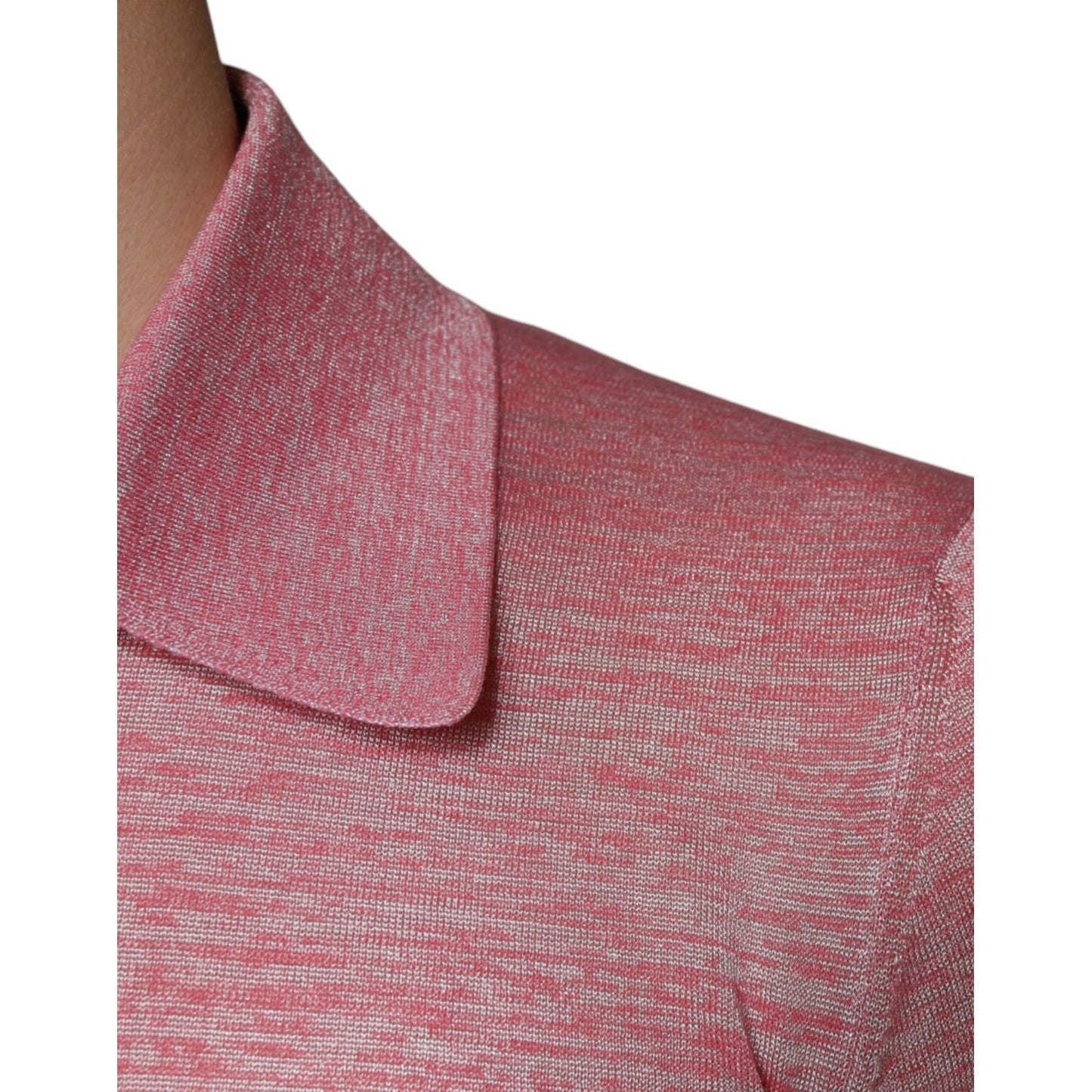 Dolce & Gabbana Pink Polyester Long Sleeve Men Polo T-shirt TSH86276-44