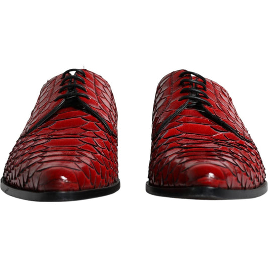 Dolce & Gabbana Red Textured Varnished Derby Men Formal Shoes MV6341-43