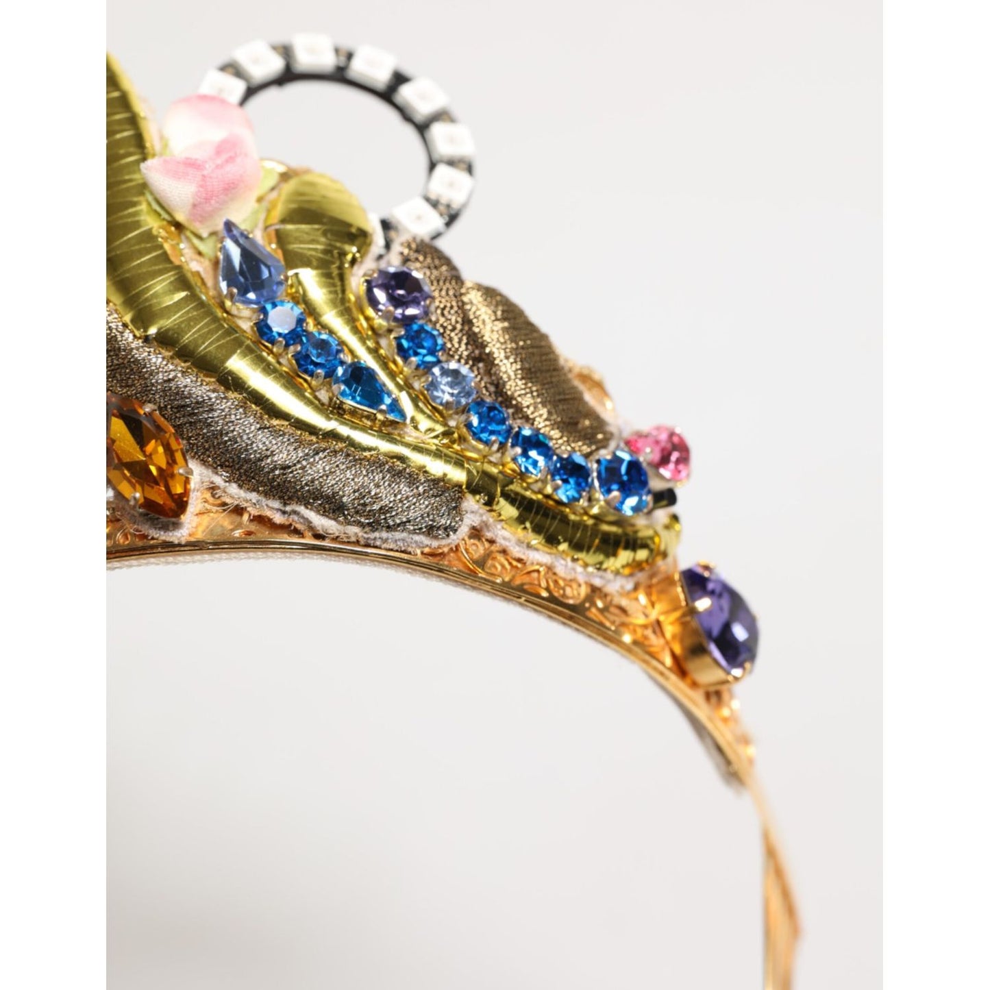 Dolce & Gabbana Gold Brass Crystal Embellished Headpiece Crown Diadem Tiara