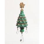Dolce & Gabbana Gold Brass Multicolour Christmas Tree Earrings with crystals and enamel, featuring dangling teardrop crystals.