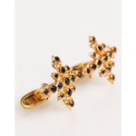 Dolce & Gabbana Gold Tone Brass Cross Crystal Men Accessory Cufflink with elegant sparkling crystals.