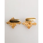 Dolce & Gabbana Gold Tone Brass Cross Crystal Men Accessory Cufflink with intricate detailing and luxury design in gold-tone finish