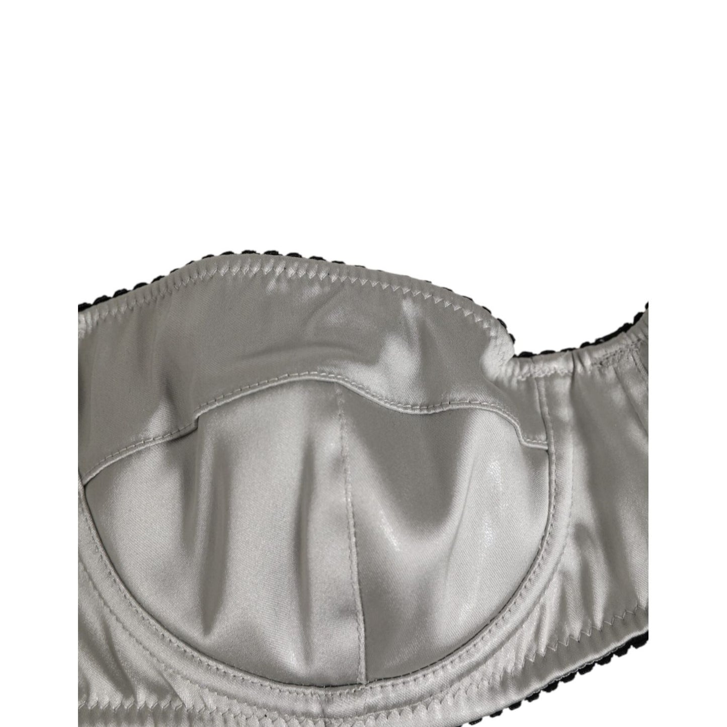 Dolce & Gabbana Gray Acetate Stretch Balconcino Bra Underwear with silk finish and balconette cut