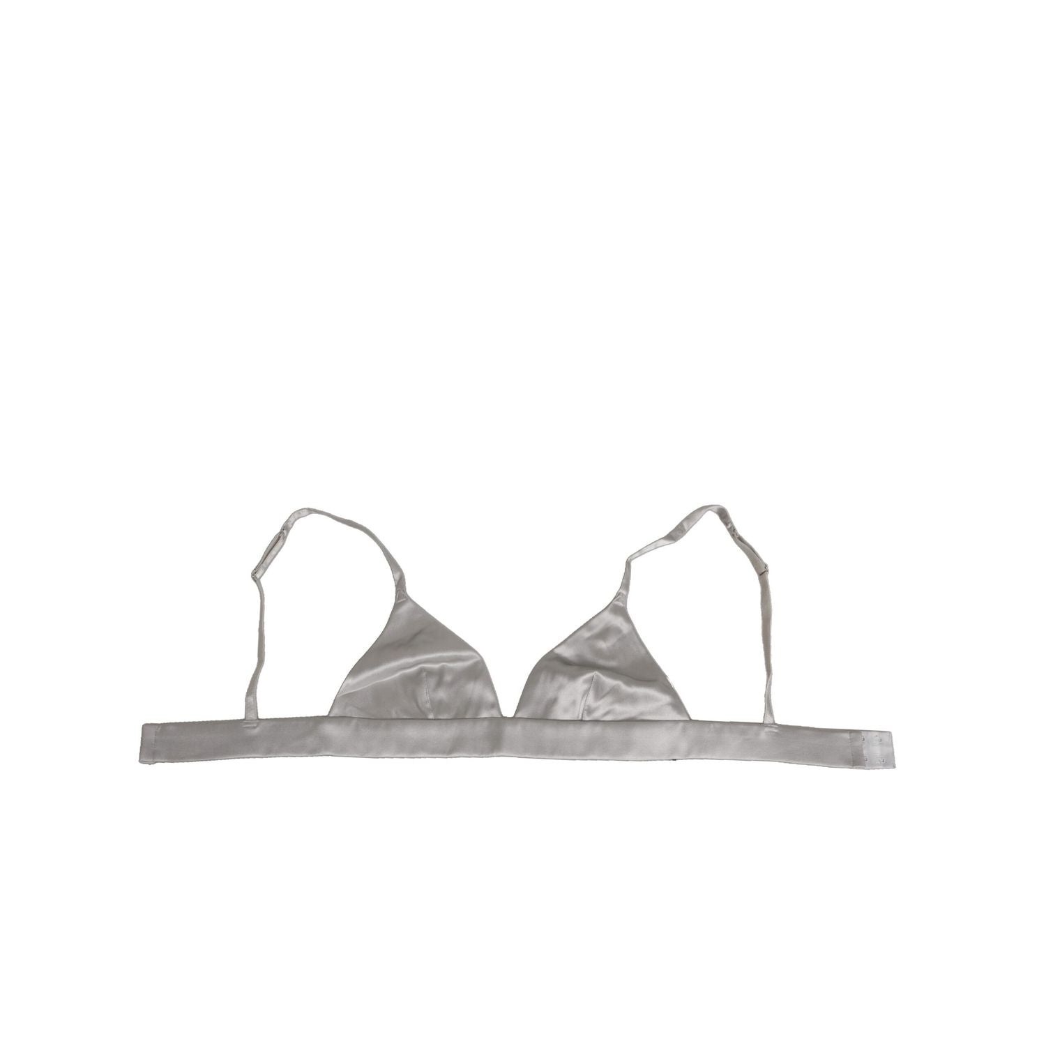 Dolce & Gabbana Gray Silk Satin Triangle Soft Cup Bra Underwear