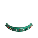 Dolce & Gabbana Green Embellished Leather Bag Handle Women Shoulder Strap - stylish and authentic handbag accessory.