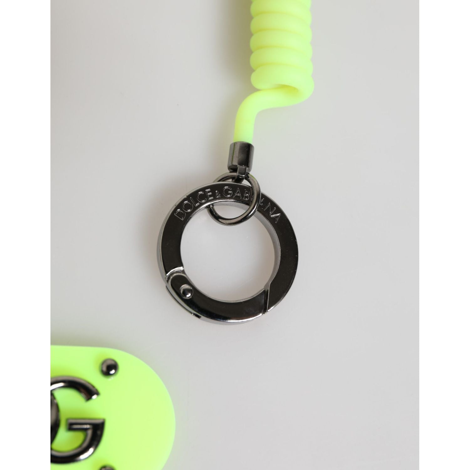 Dolce & Gabbana Green Springy Key Holder DG Logo Men's Keychain Keyring