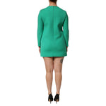 Dolce & Gabbana Green Viscose Acetate Mini Long Sleeve Dress, back view showcasing clean design and elegant fit.