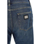 Dolce & Gabbana Jeans straight cut with D&G monogram plaque, five-pocket design, cotton-elastane blend, AW25 season