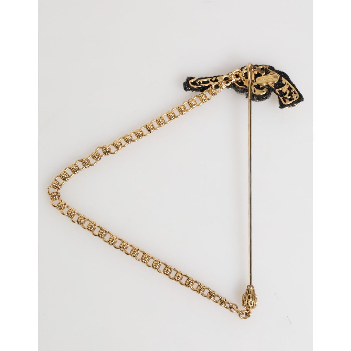 Dolce & Gabbana Lapel Pin Brass Copper Revolver Men Accessories Brooch with gold-tone vintage revolver design