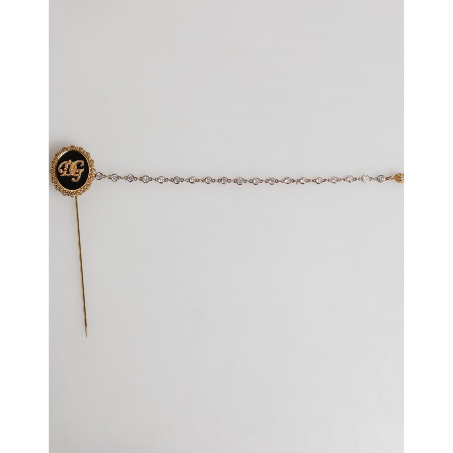 Dolce & Gabbana Lapel Pin DG Logo Gold Chain Mens Accessories Brooch, sophisticated gold-tone finish with elegant chain detail.