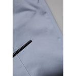 Dolce & Gabbana Light Blue Cotton Drawstring Elastic Waist Men Pants close-up of fabric texture and stitching detail.