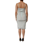 Dolce & Gabbana Light Blue Silk Lace Midi Bodycon Slip Dress back view