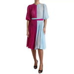 Dolce & Gabbana Light Blue Silk Two Tone Midi Dress