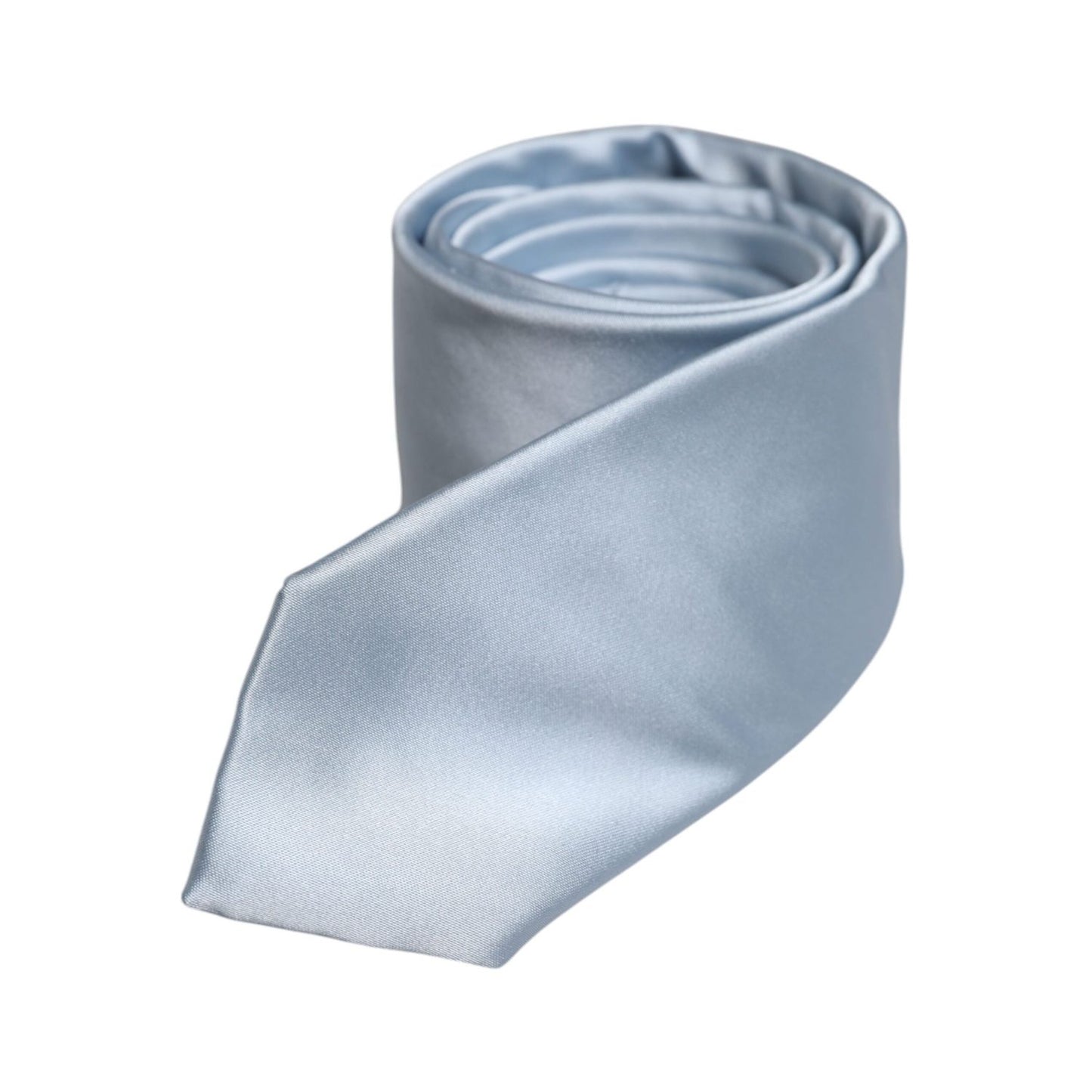 Dolce & Gabbana Light Blue Solid Silk Adjustable Necktie Tie, 100% silk, 6.5cm width, made in Italy, luxury men's tie.