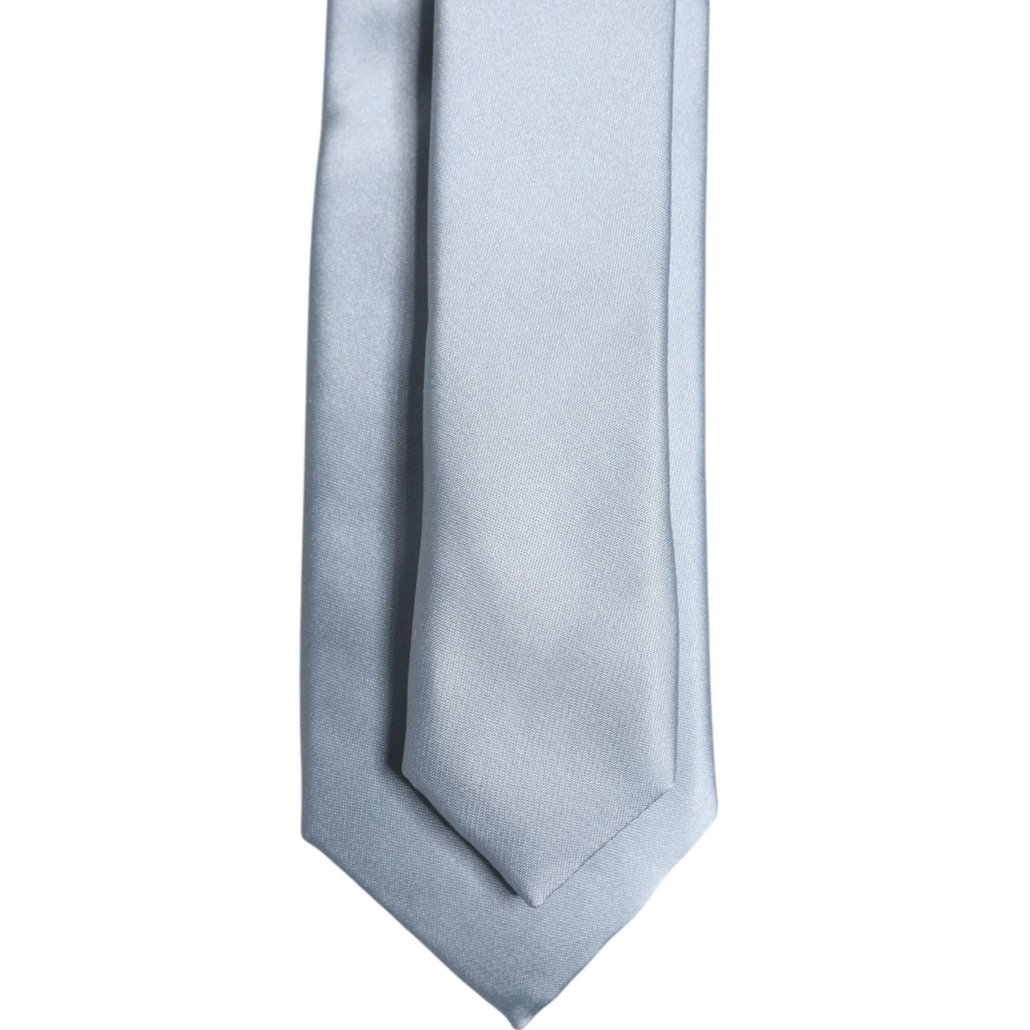Dolce & Gabbana Light Blue Solid Silk Adjustable Necktie Tie, luxury men's accessory, made in Italy, 100% silk, 6.5cm width.
