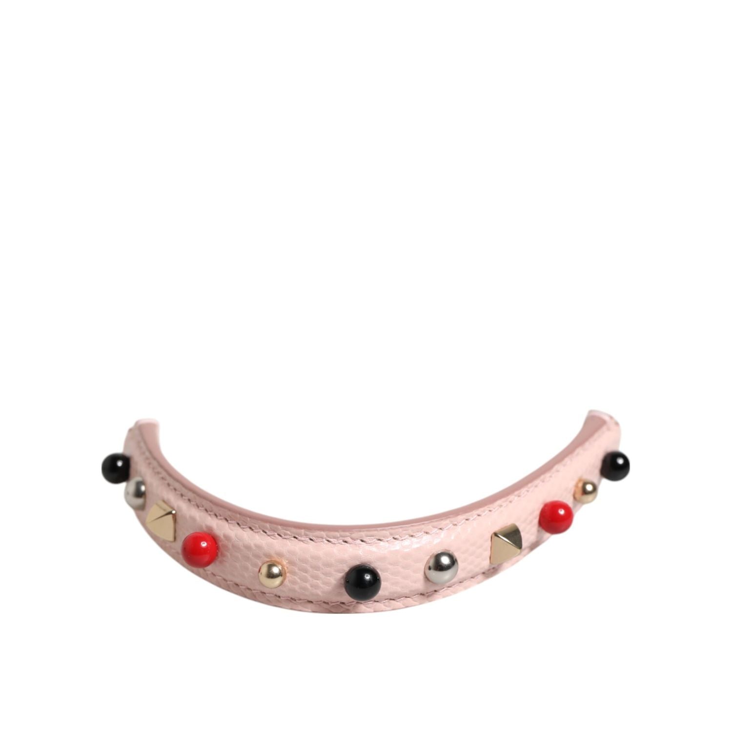 Dolce & Gabbana Light Pink Embellished Leather Bag Handle  Shoulder Strap