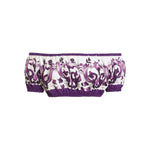 Dolce & Gabbana Maiolica print cotton top, white off-shoulder with elasticated trim and purple design.
