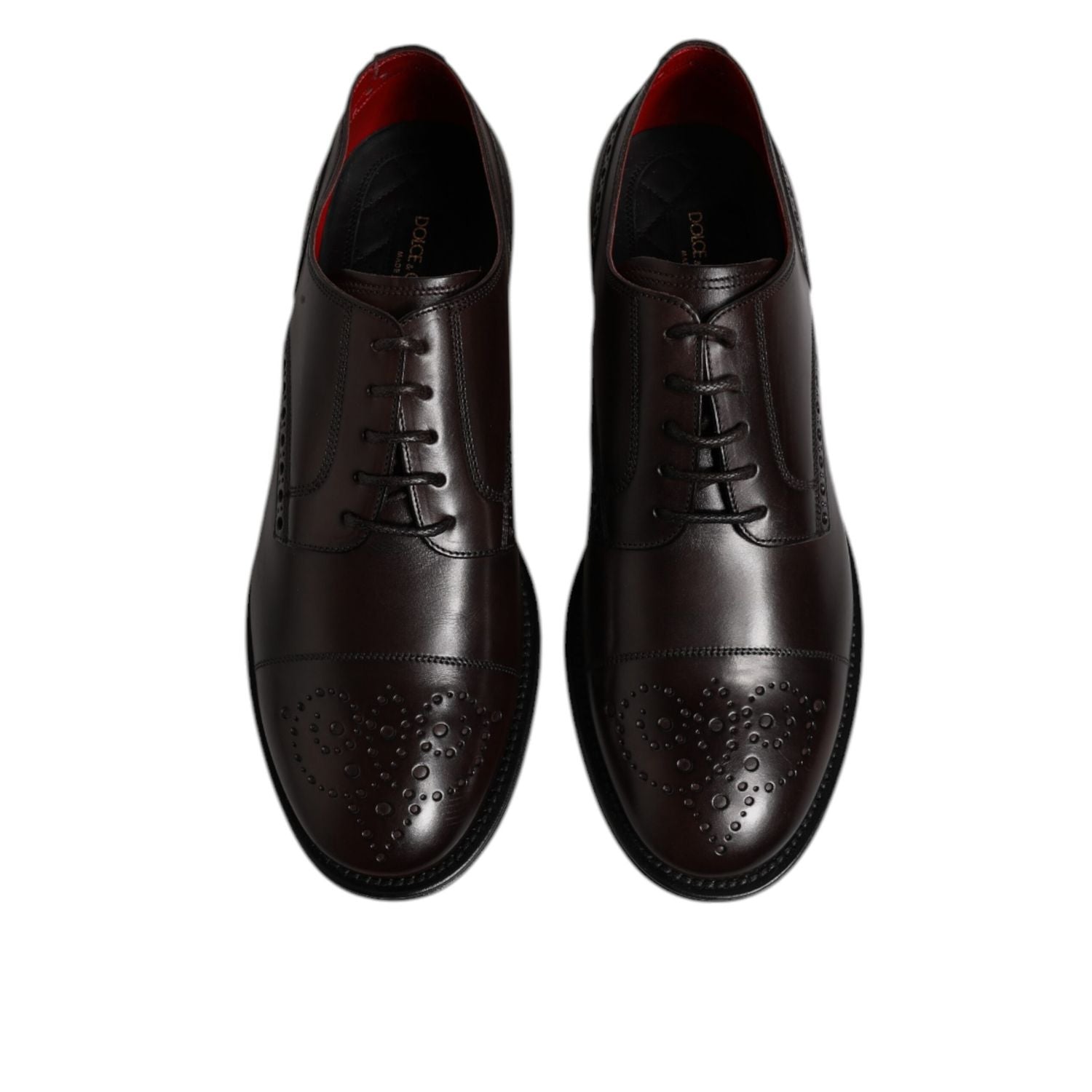 Dolce & Gabbana Maroon Calfskin Leather Derby Men Dress Shoes