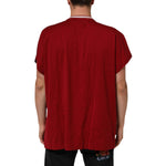 Back view of Dolce & Gabbana Maroon LogoCrown Cotton Half Sleeve T-shirt, showcasing premium cotton fabric in a rich maroon color.