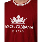 Dolce & Gabbana Maroon LogoCrown Cotton Half Sleeve T-shirt featuring iconic logo, perfect for stylish, luxurious wear.