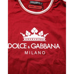 Dolce & Gabbana Maroon LogoCrown Cotton Half Sleeve T-shirt with regal design
