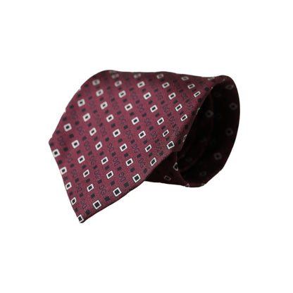 Dolce & Gabbana Maroon Silk Branded Logo Adjustable Men Tie, 100% silk, 8cm width, made in Italy, showcasing luxury and style.