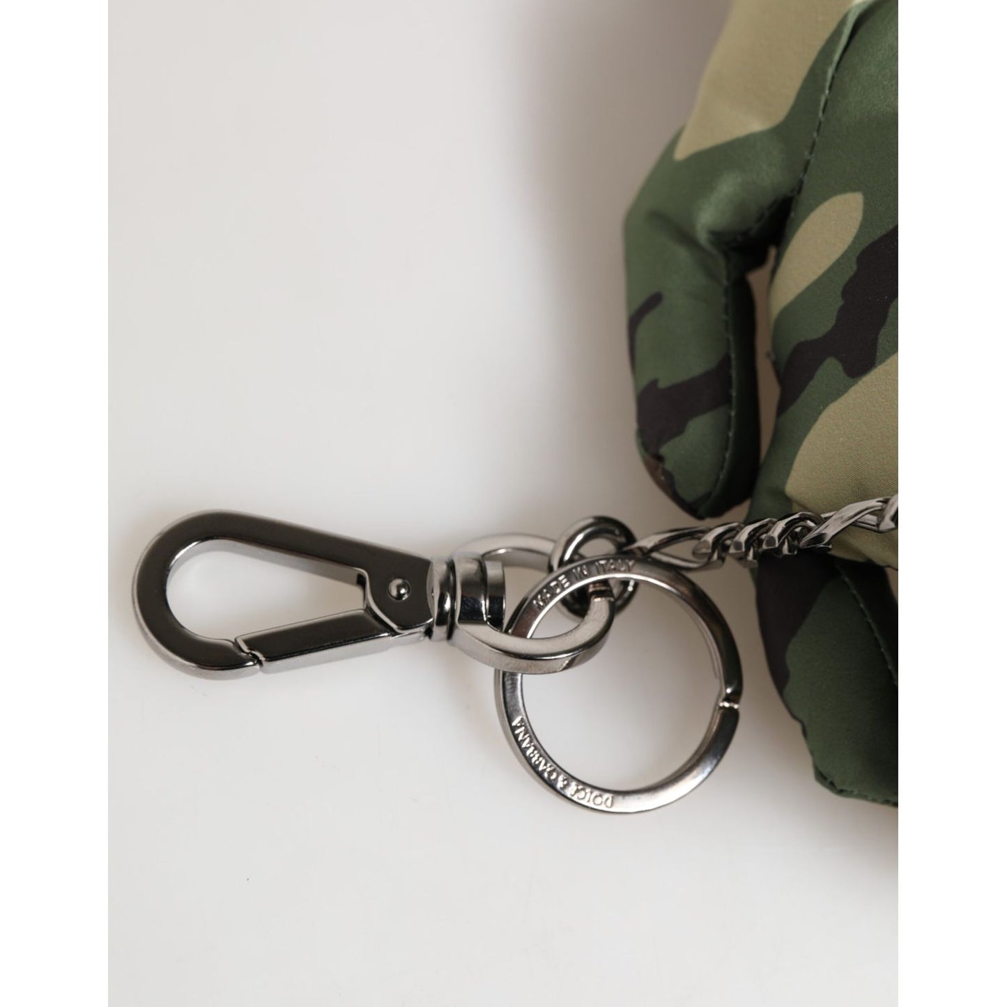 Dolce & Gabbana Multicolor Camouflage Animal Silhouette Keychain Keyring with metal clasp and bold design.