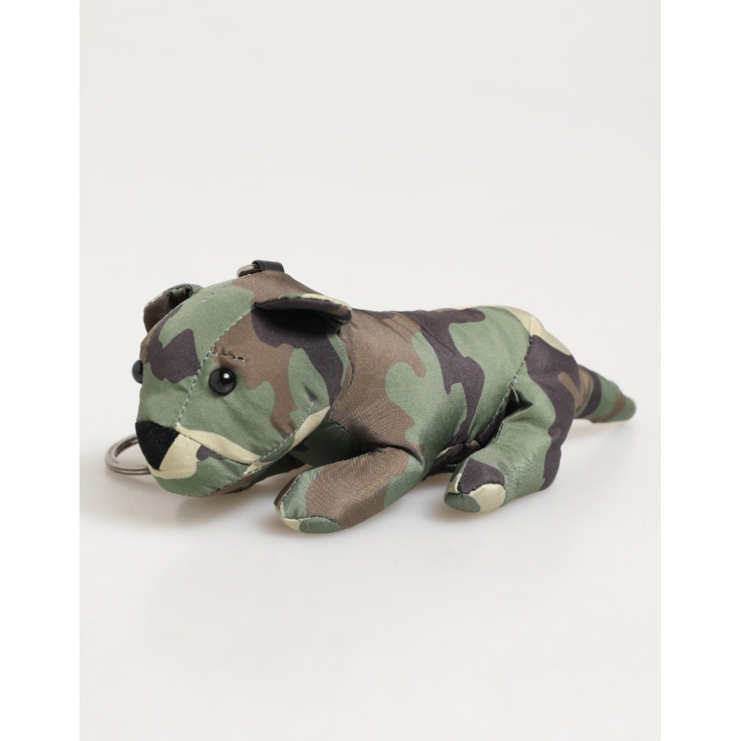 Dolce & Gabbana Multicolor Camouflage Animal Silhouette Keychain Keyring featuring a plush animal design on white background.